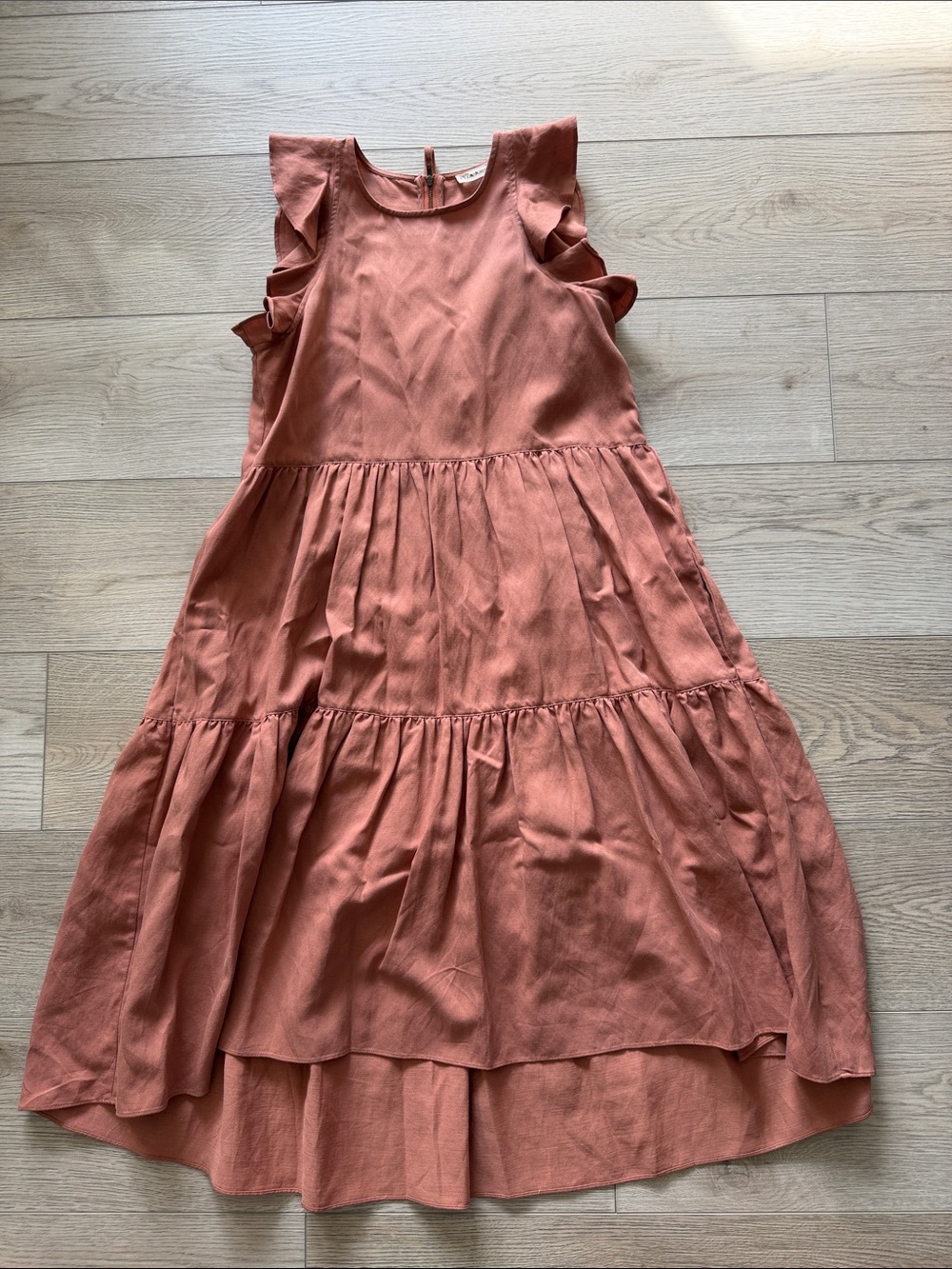 Ulla Johnson Tiered Flutter Sleeve Dress - Rust